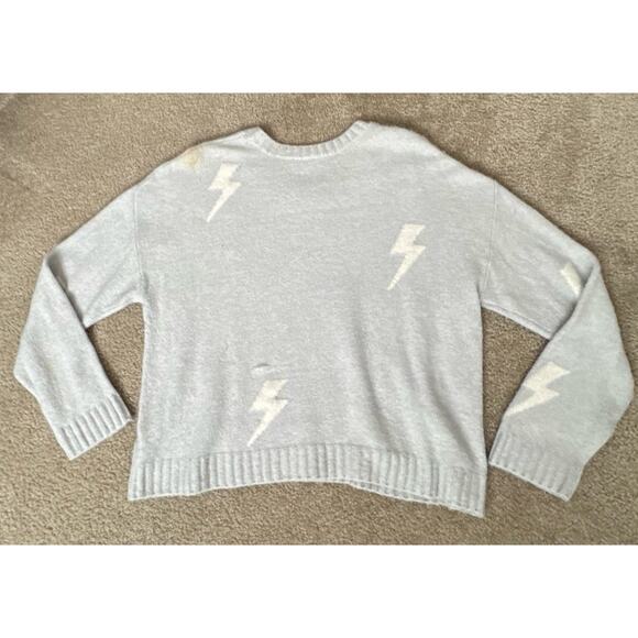 Rails Perci Cashmere Cotton Blend Baby Blue White Star Crewneck Sweater X-Large - Picture 2 of 10